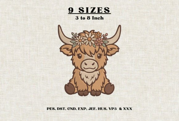 Baby Highland Cow Floral Crown Machine