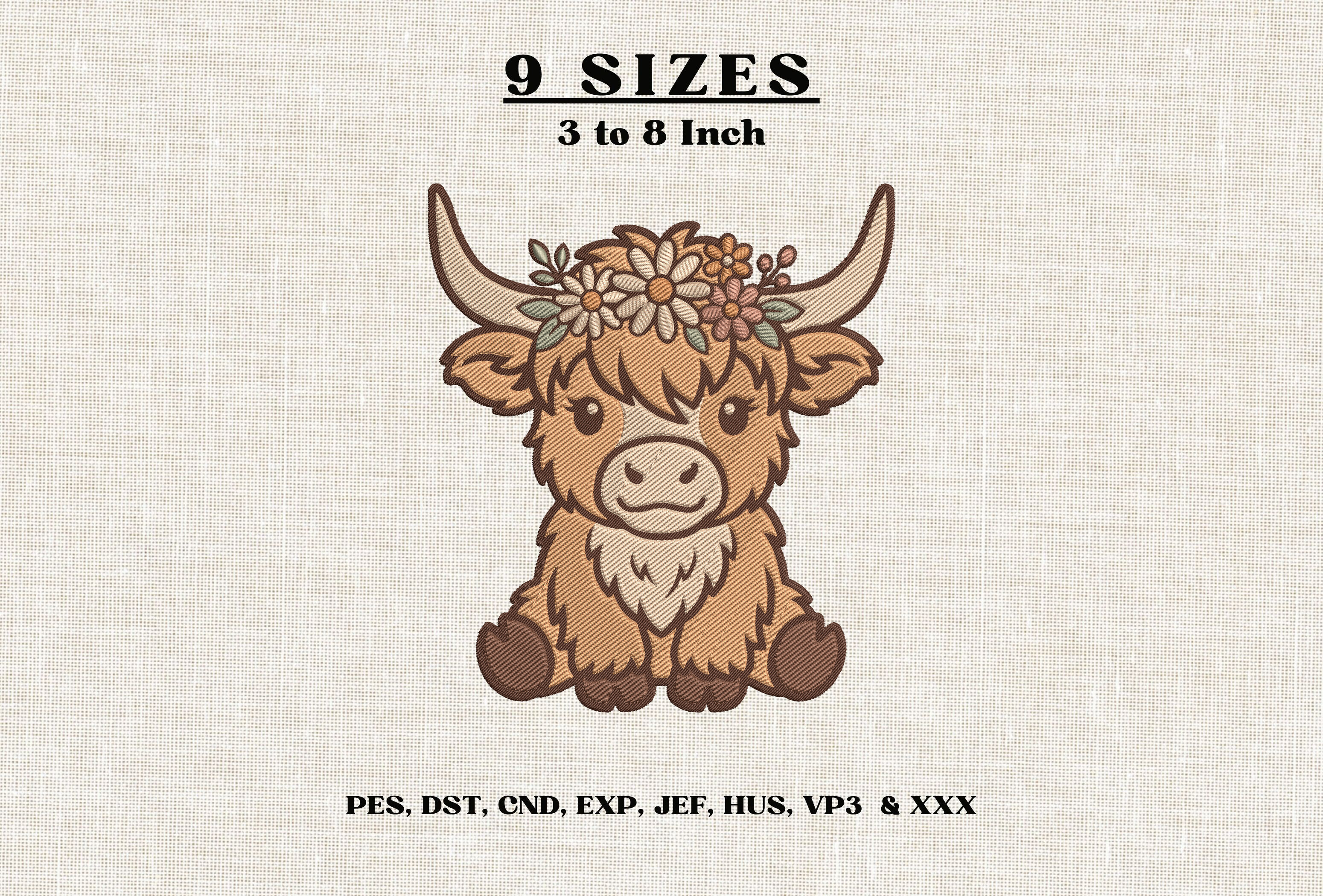 Baby Highland Cow Floral Crown Machine