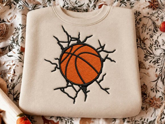 Basketball Embroidery Design, 4 Size