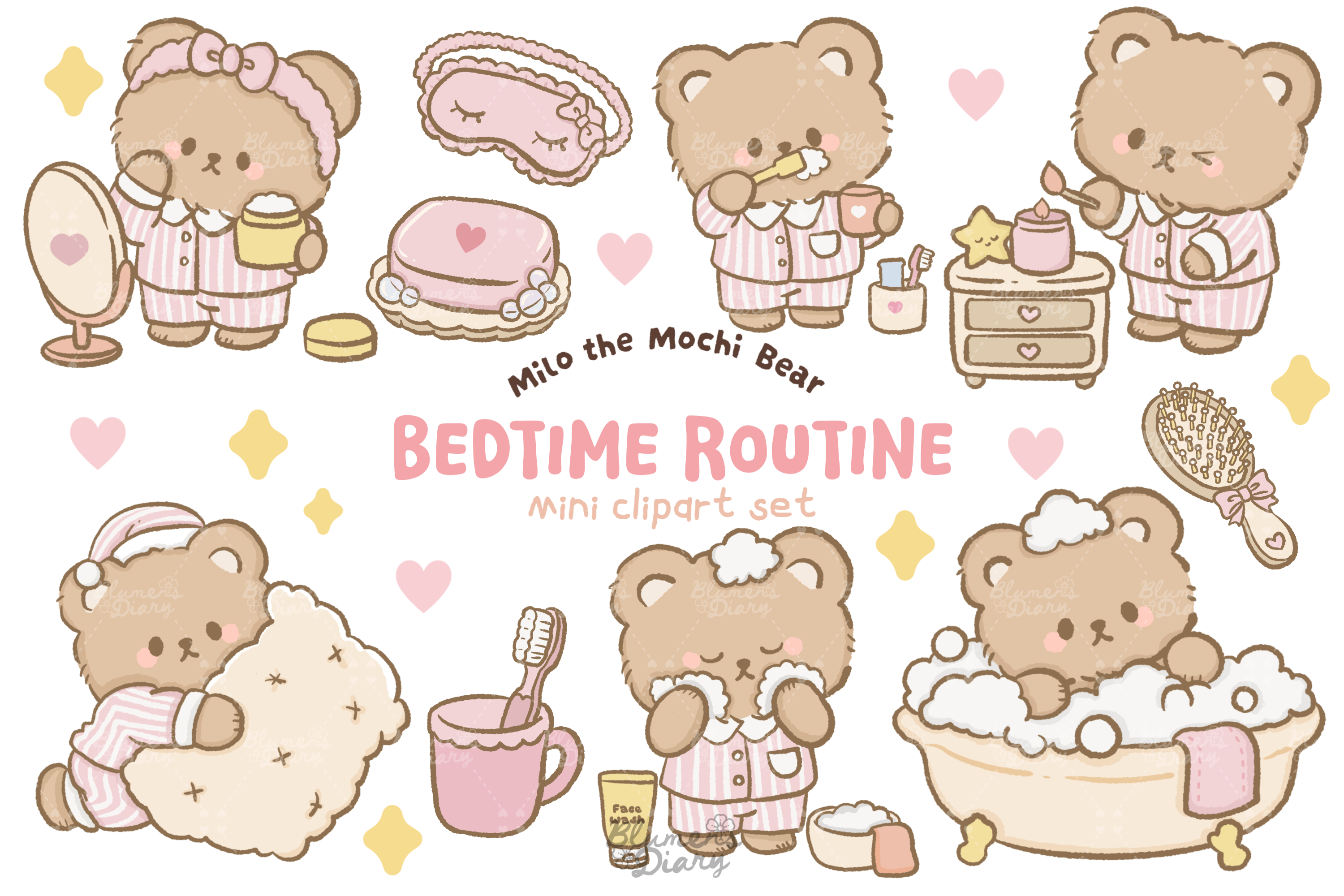 Bedtime Routine Bear Clipart