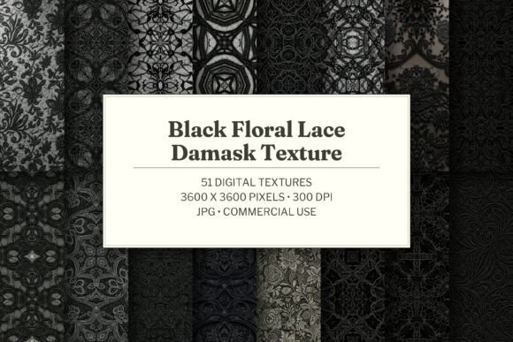 Black Floral Lace Damask Texture
