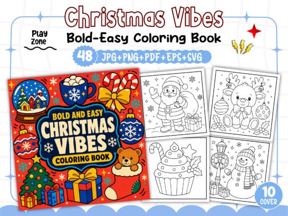 Bold Easy Christmas Vibes Coloring Book