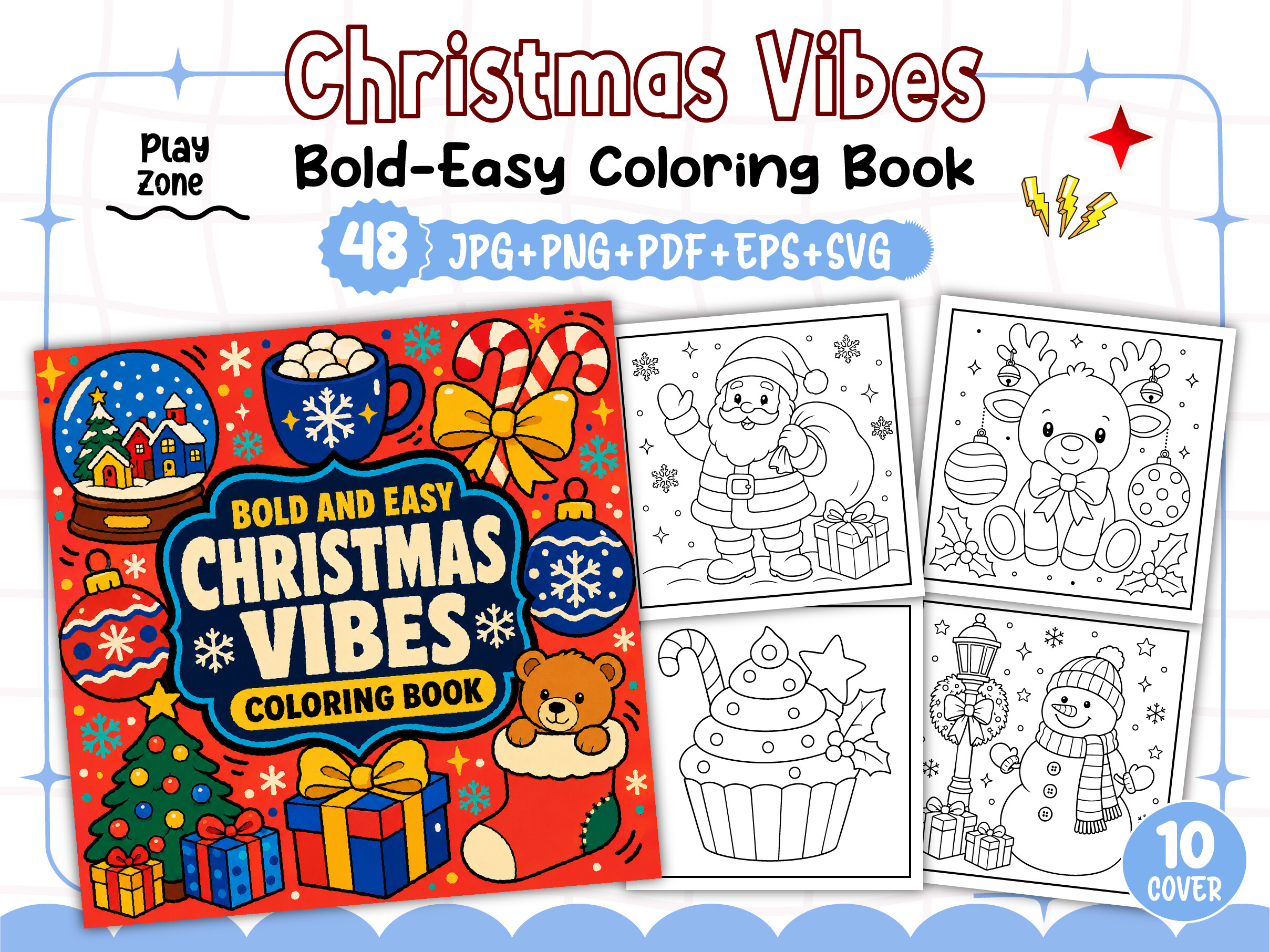 Bold Easy Christmas Vibes Coloring Book