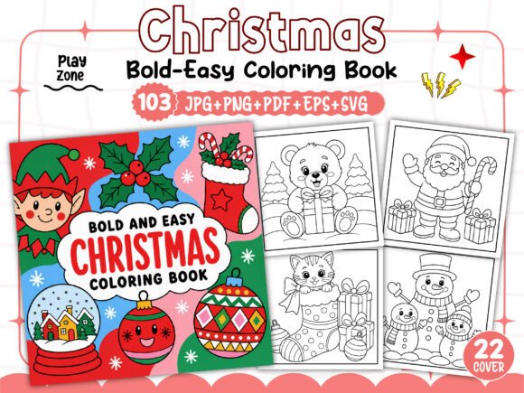 Bold and Easy Christmas Coloring Book