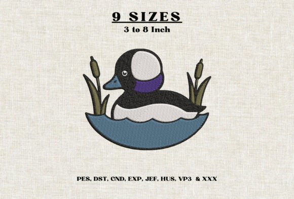 Bufflehead Duck Embroidery Design DST