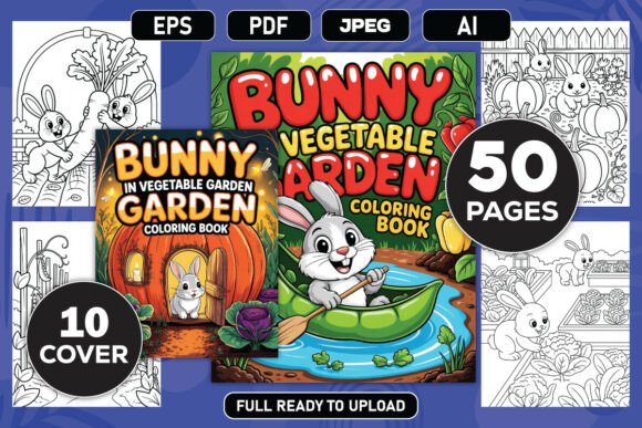 Bunny in Vegetable Garden Coloring Book