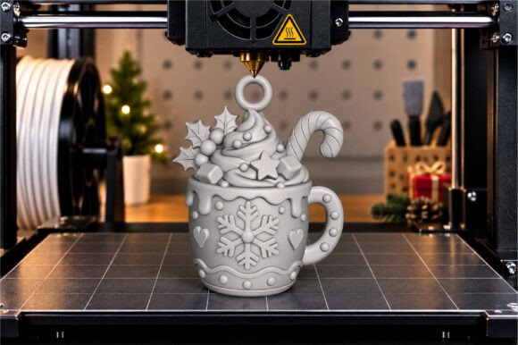 Christmas Cocoa Mug Ornament STL – 3D Printable Holiday Decor & Keychain - Image 3