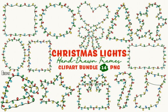 Christmas Lights Hand-Drawn Frame Bundle