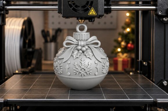 Christmas Ornament Keychain STL – Festive Bauble 3D Print File - Image 3