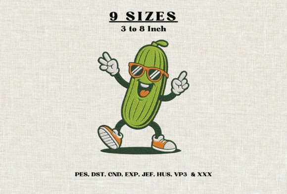 Cool Dancing Pickle Embroidery Design