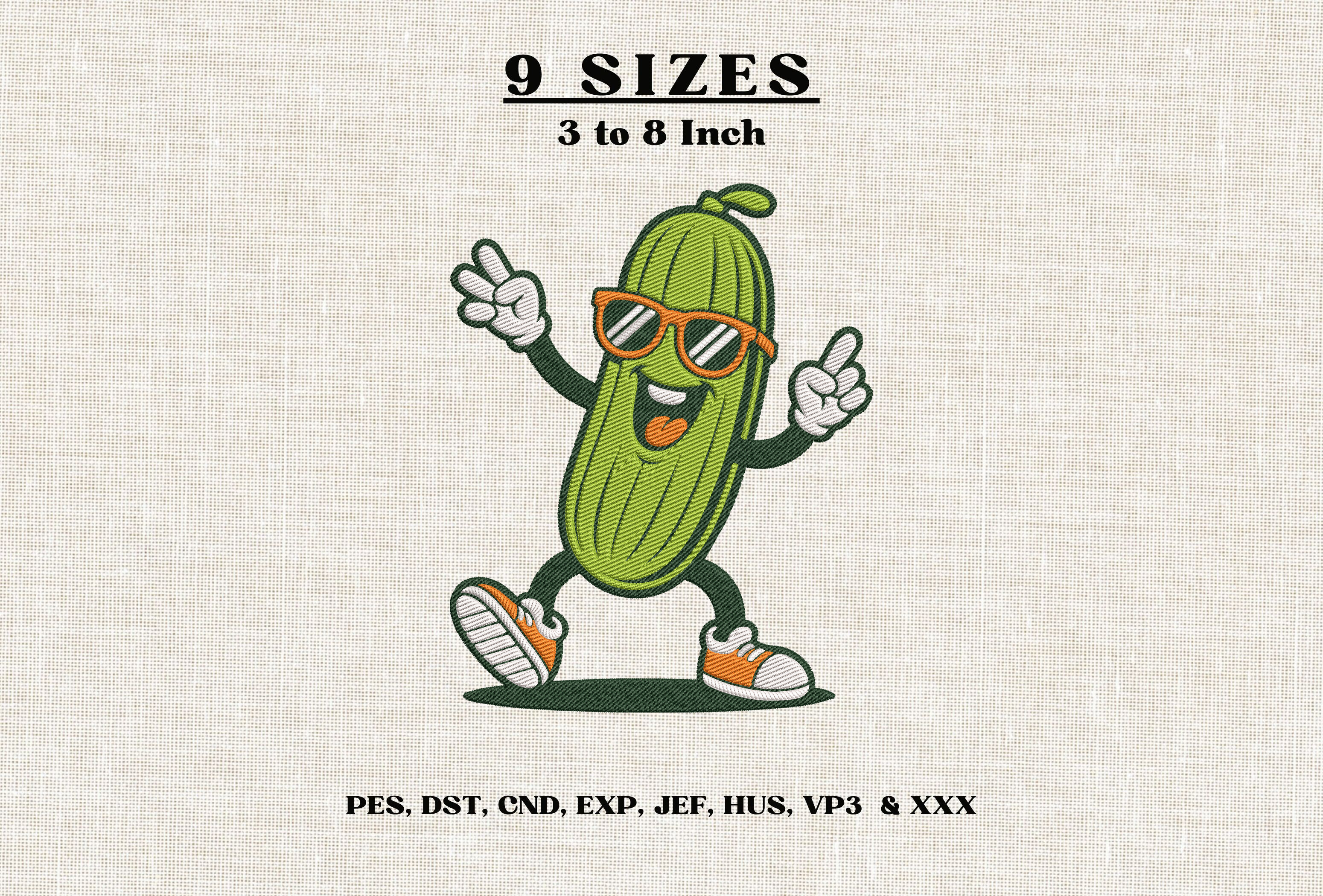 Cool Dancing Pickle Embroidery Design