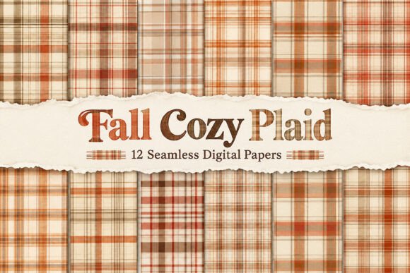 Cozy Autumn Fall Plaid Digital Papers