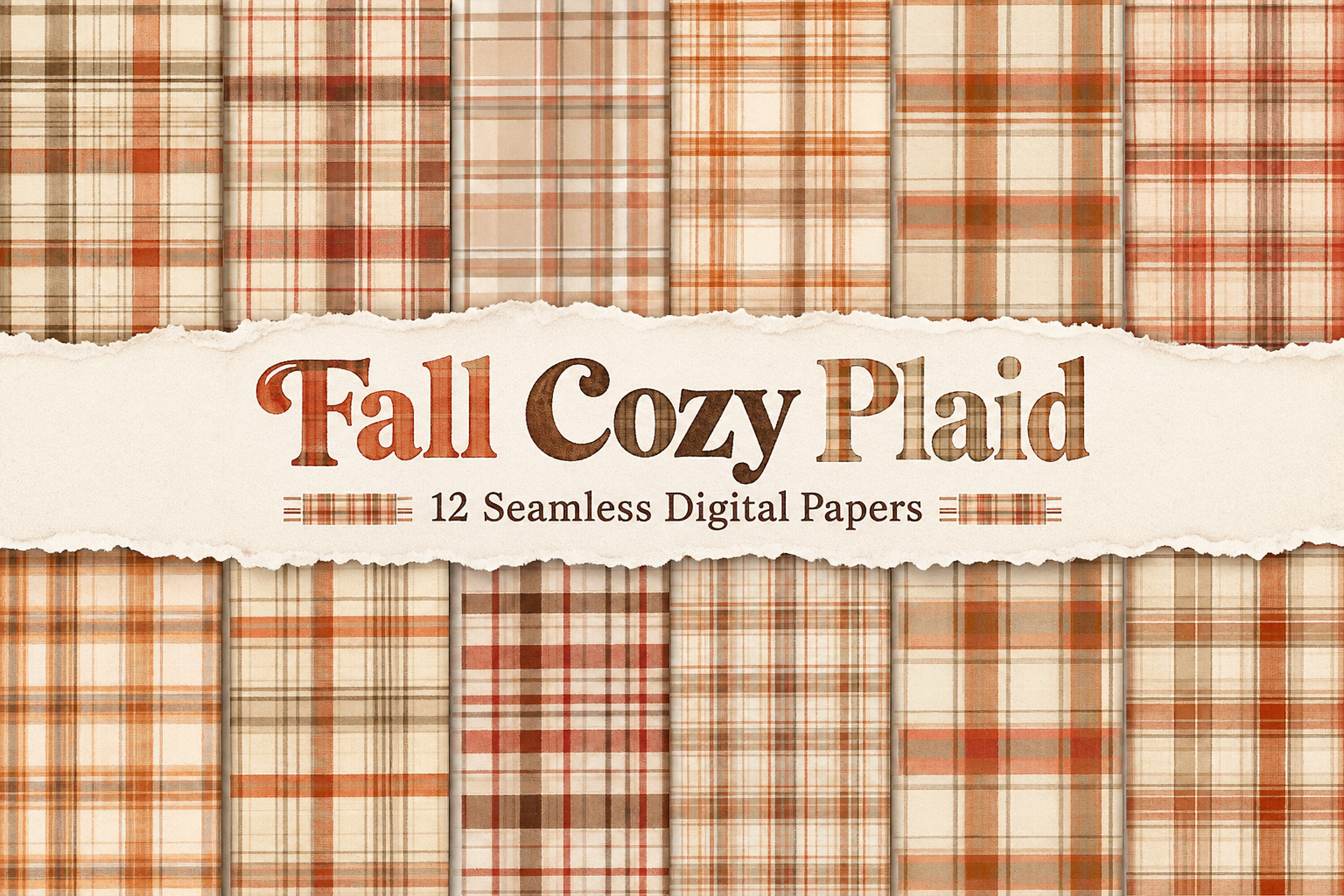 Cozy Autumn Fall Plaid Digital Papers