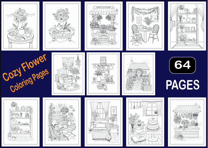 Cozy Flower Coloring Pages for Adult
