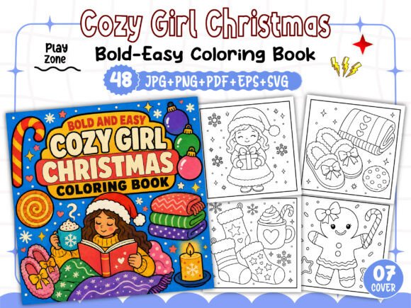 Cozy Girl Christmas Coloring Pages