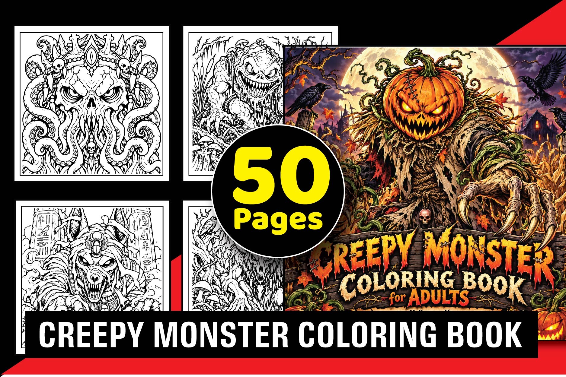 Creepy Monster Coloring Book Adults
