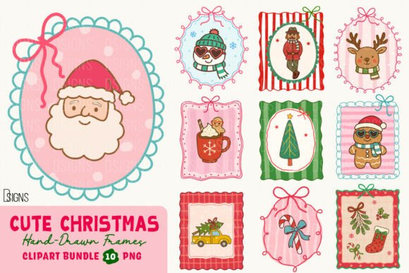 Cute Christmas Hand-Drawn Frames Bundle