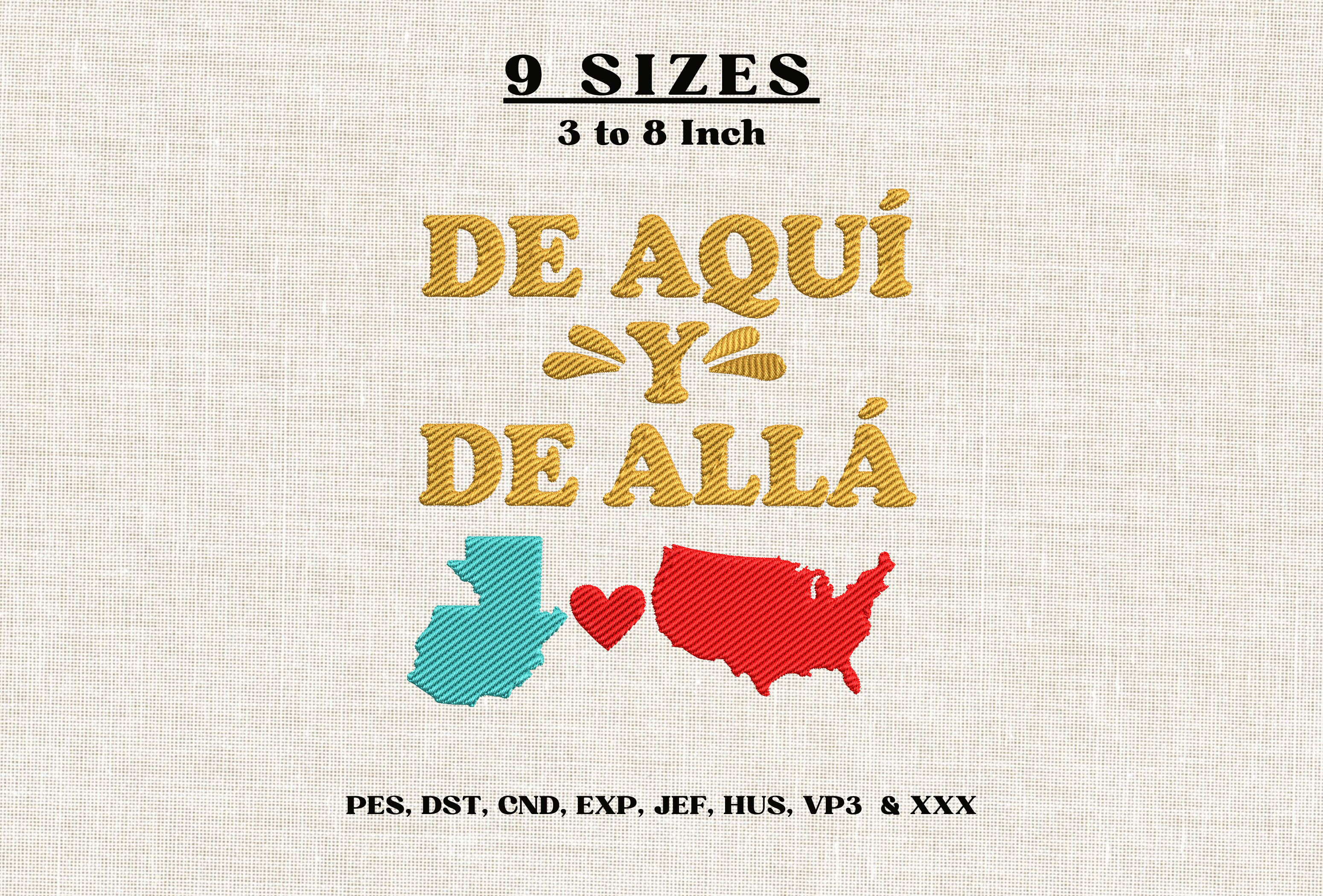 De Aquí Y De Allá Colombia USA Embroider