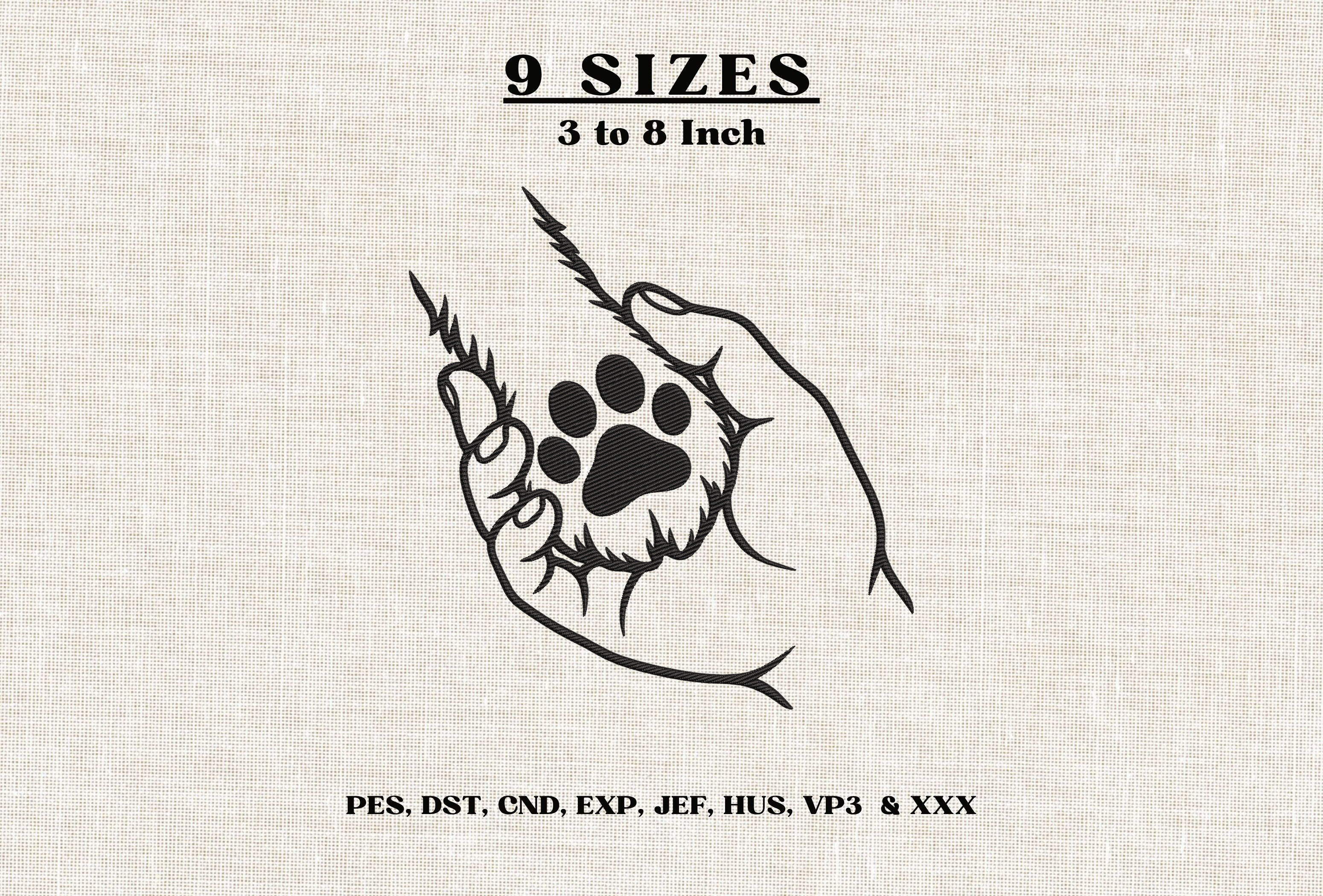 Dog Paw in Human Hands Embroidery Design
