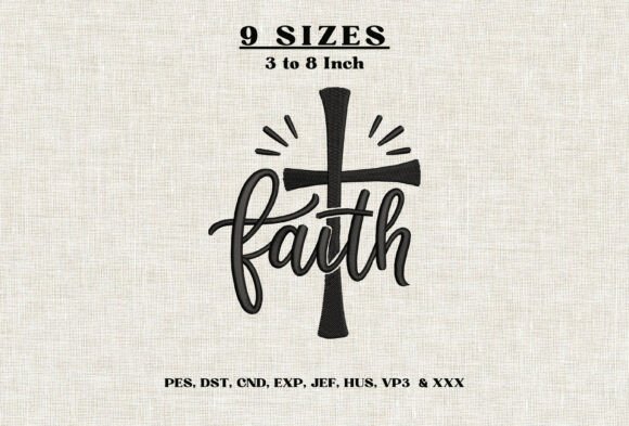 Faith Cross Embroidery Design DST PES