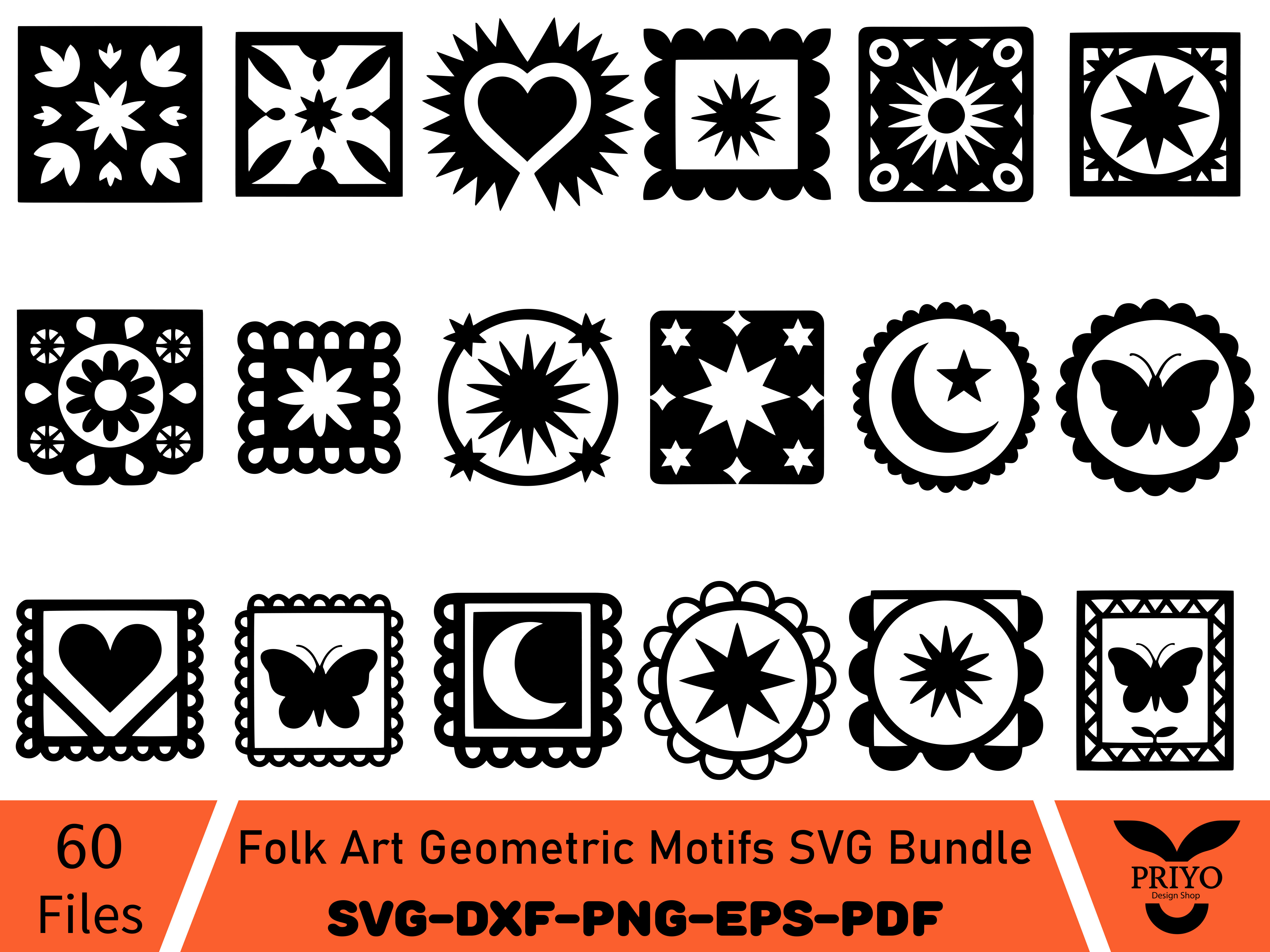 Folk Art Geometric Motifs SVG Bundle