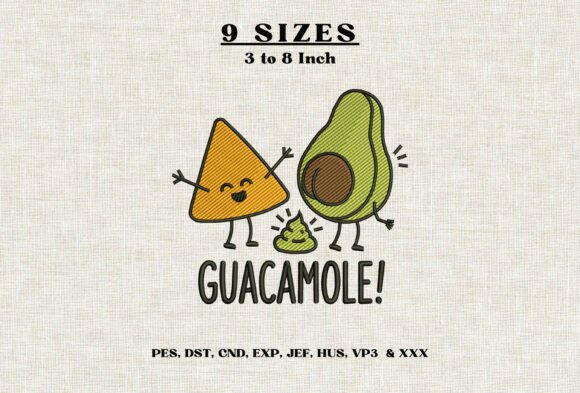 Funny Guacamole Embroidery Design DST