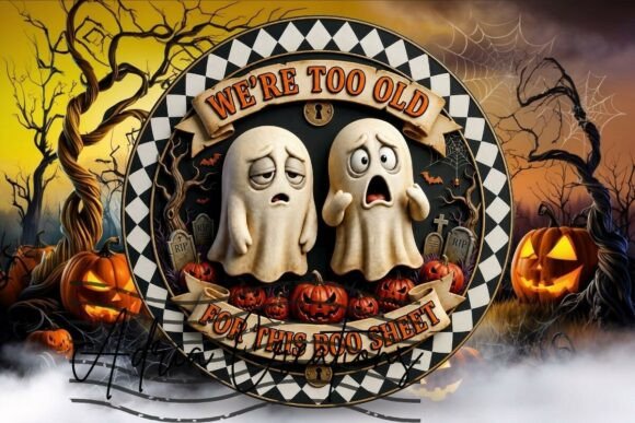 Halloween Round Sign, Ghost Wind Spinner