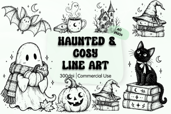 Haunted & Cosy Bookish Halloween Clipart