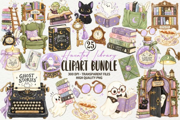Haunted Library Halloween Clipart