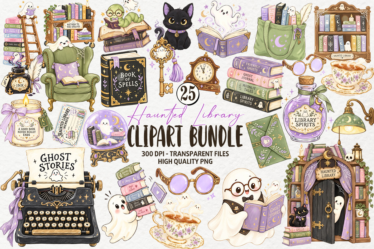 Haunted Library Halloween Clipart