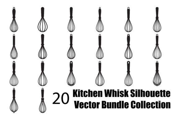 Kitchen Whisk Silhouette Vector Bundle