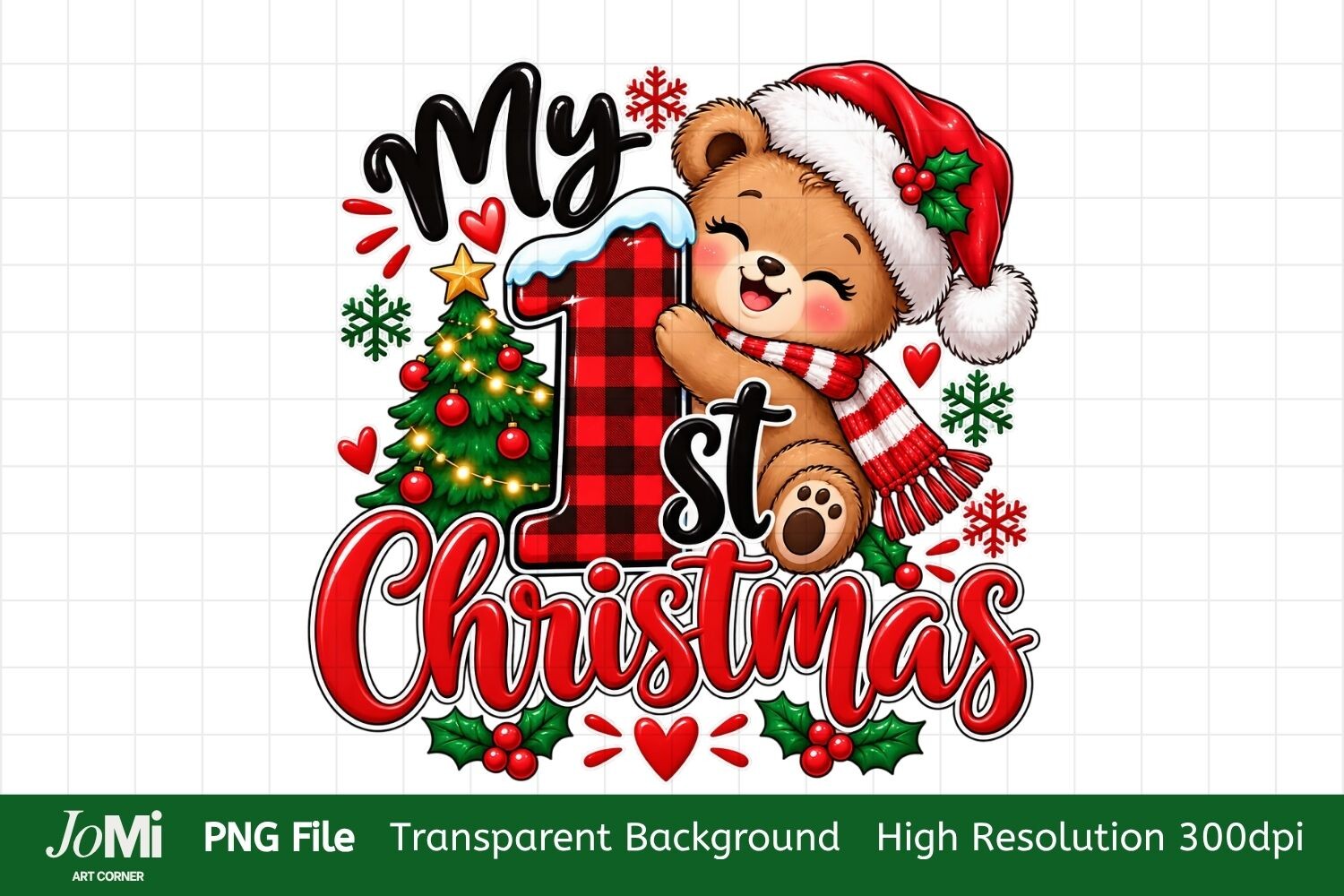 My 1st Christmas PNG Cute Teddy Bear