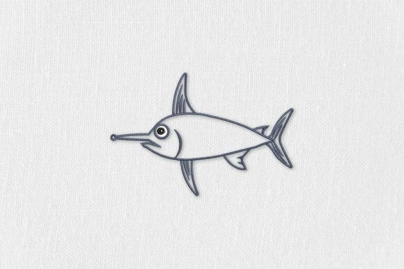 Outline Swordfish Applique Marine Animal