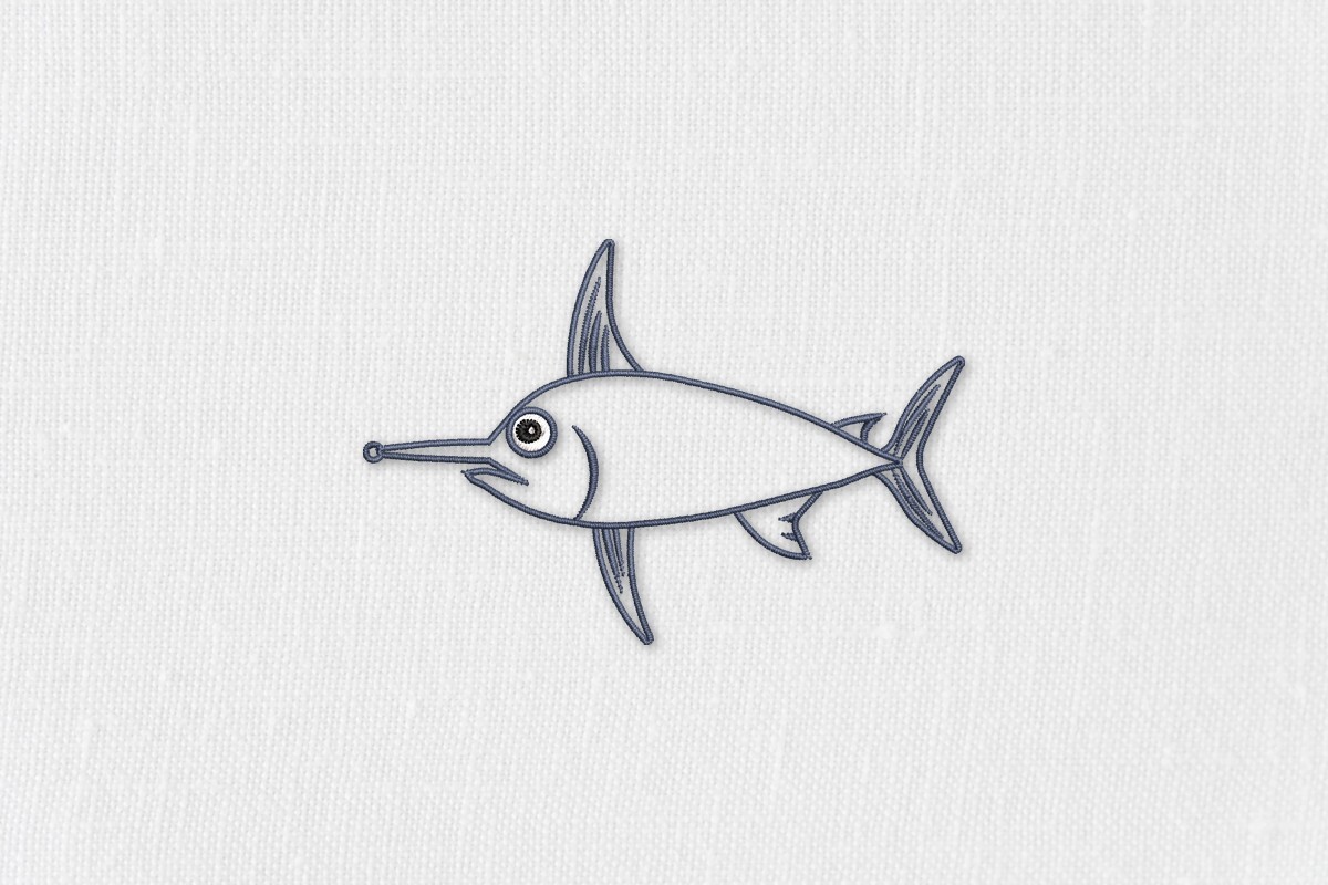 Outline Swordfish Applique Marine Animal