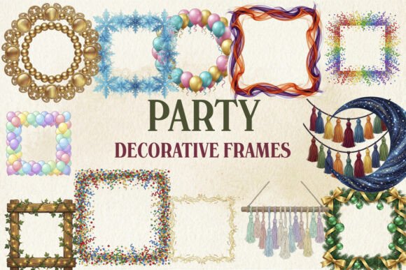 Party Decorative Frames Clipart Bundle