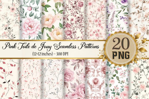 Pink Toile De Jouy Seamless Patterns