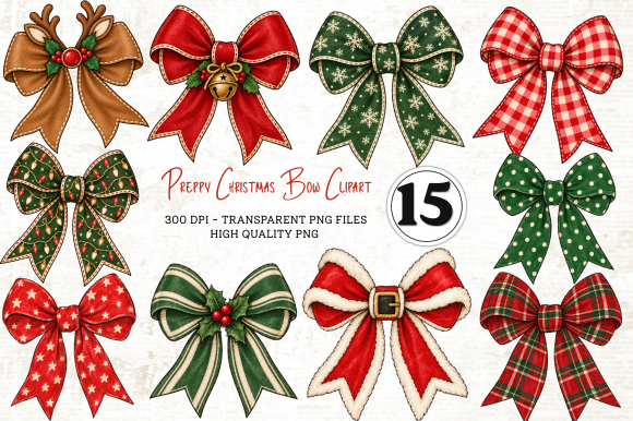 Preppy Christmas Bow Clipart
