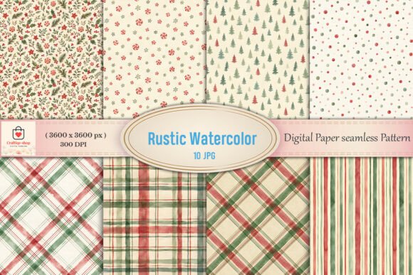 Rustic Watercolor Christmas Patterns