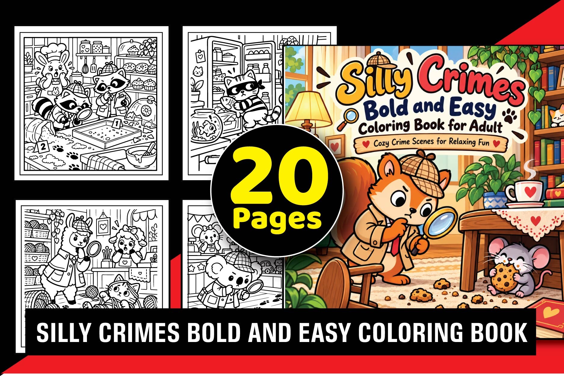 Silly Crimes Bold & Easy Coloring Book