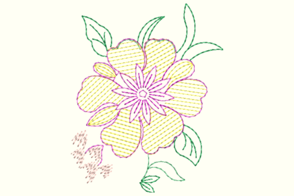 Sketch Flower Machine Embroidery Design