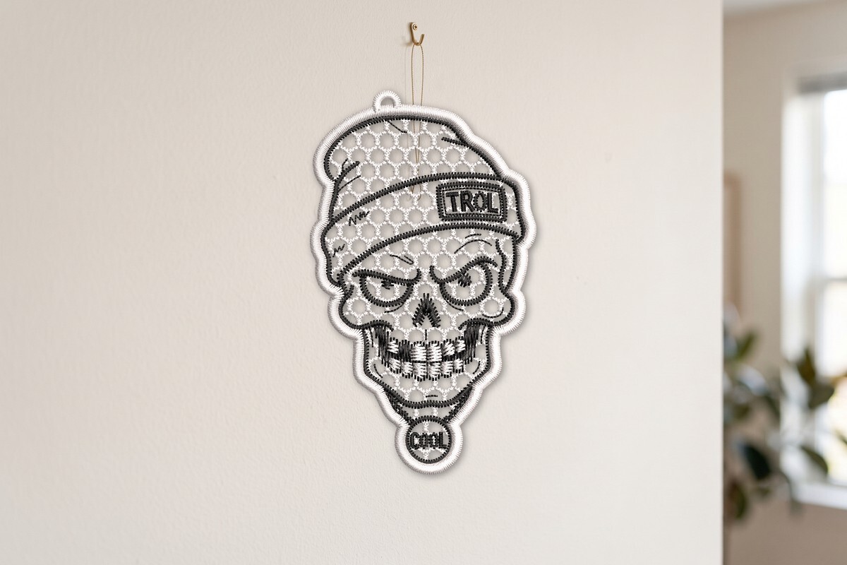 Skull with Beanie and Words Free
