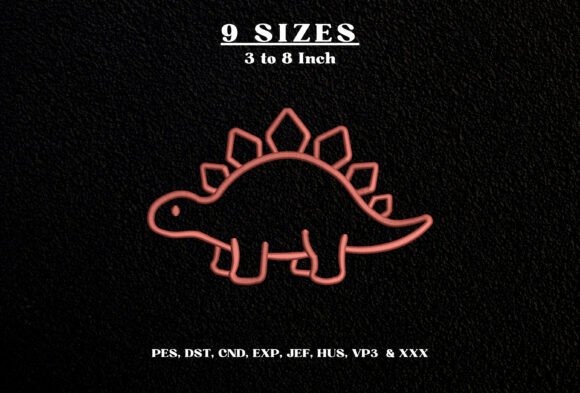 Stegosaurus Outline Machine Embroidery
