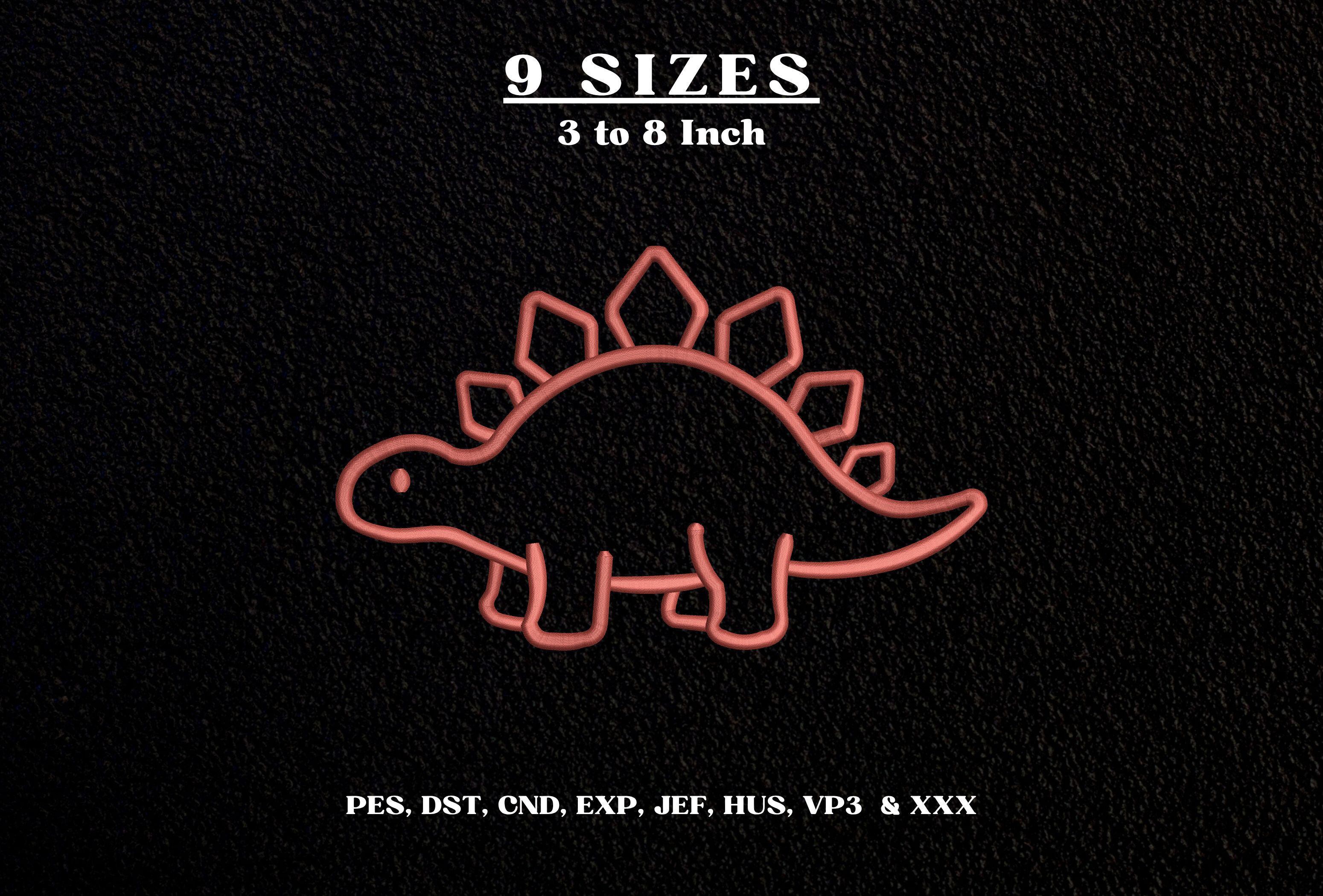 Stegosaurus Outline Machine Embroidery