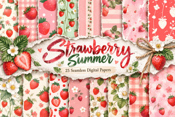 Strawberry Summer Digital Papers