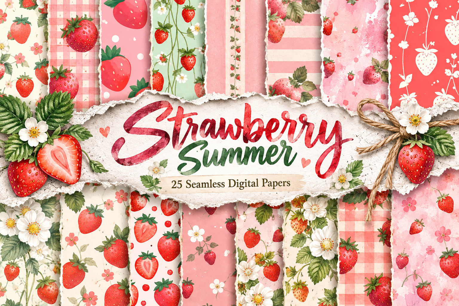 Strawberry Summer Digital Papers