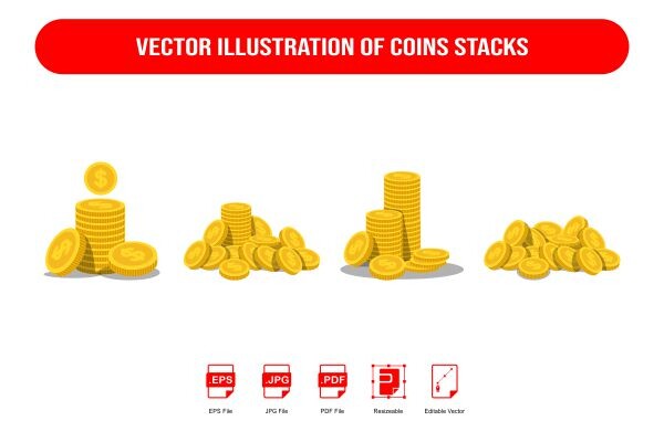 Vector Illustration of Coins Stacks
