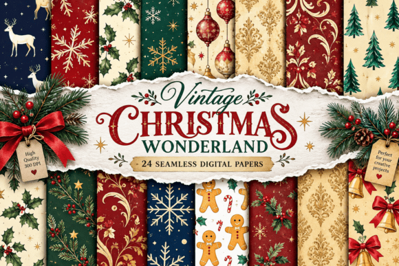 Vintage Christmas Wonderland Pattern