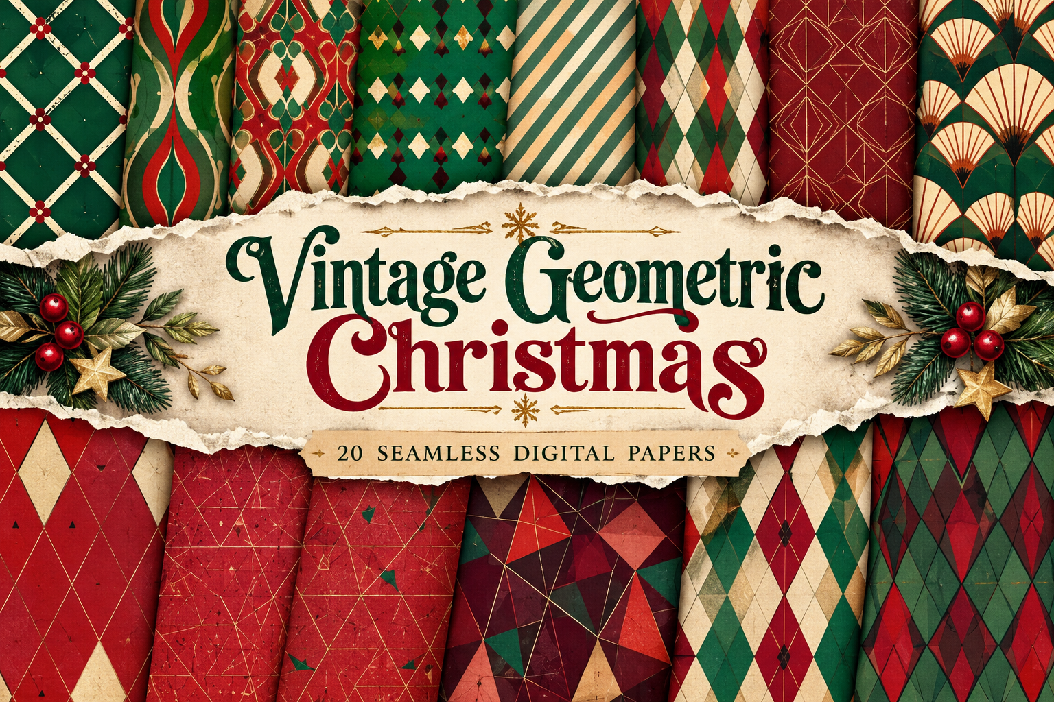 Vintage Geometric Christmas Pattern