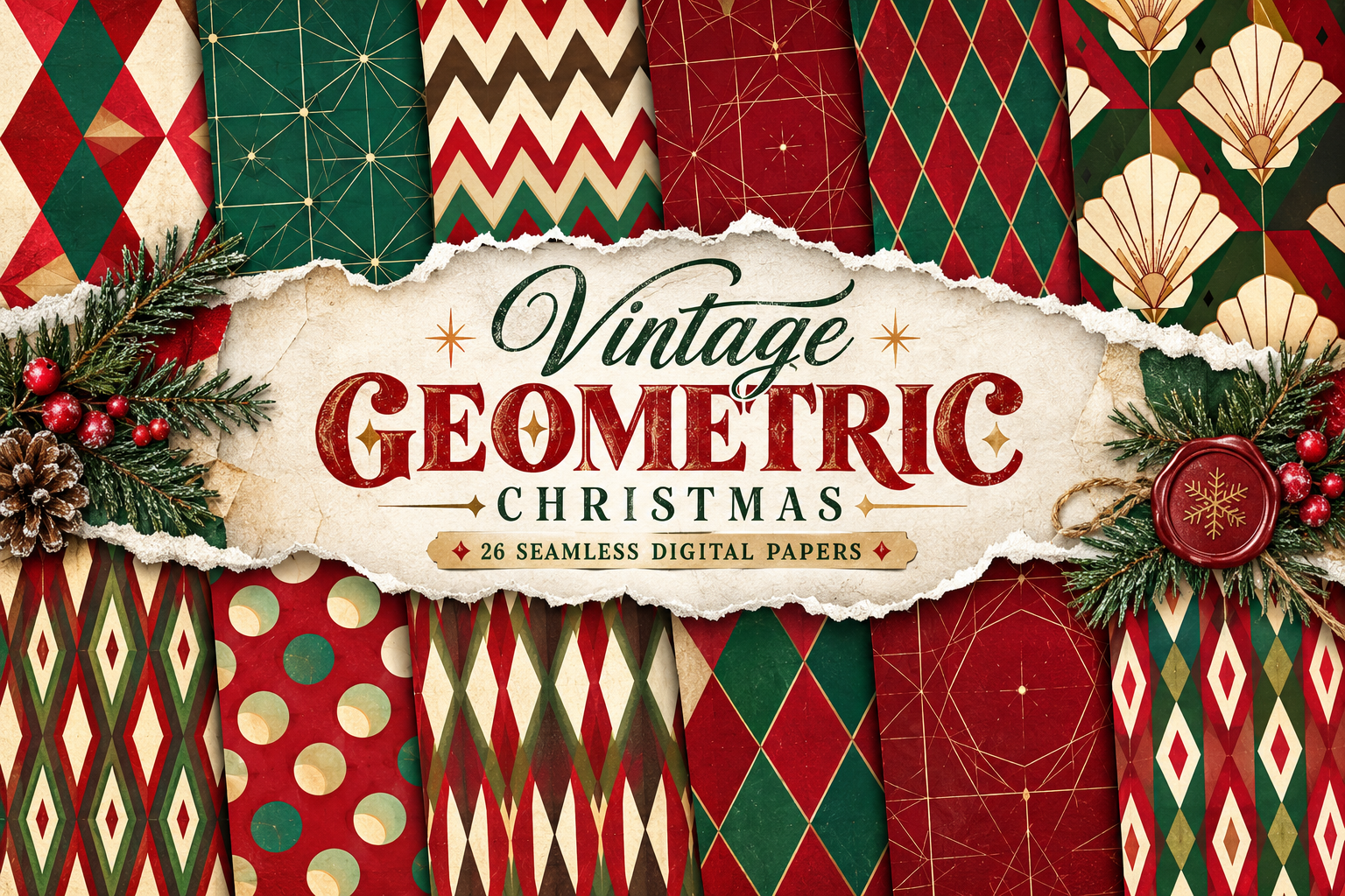 Vintage Geometric Christmas Pattern