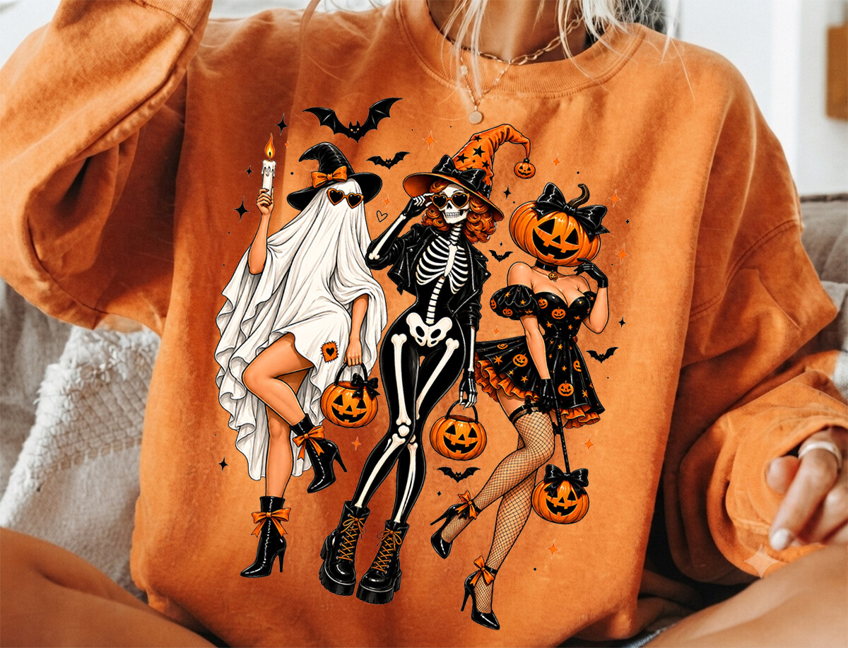 Vintage Halloween Besties Skeleton Png